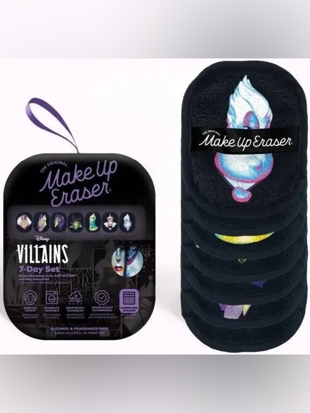 MakeUp Eraser Black Reusable Makeup Removal Pads with Multicolor Artwork